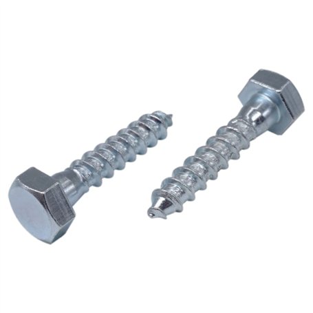 DIN 571 Lot de 16 vis à bois avec têtes hexagonales en acier zingué - M10 x 40 mm