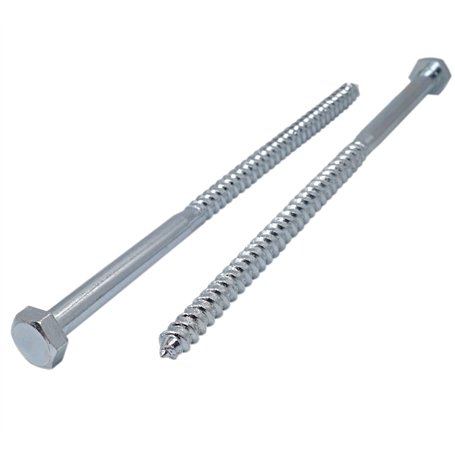 Marcopol DIN 571 Lot de 16 vis à bois avec tête hexagonale en acier zingué (M10 x 220 mm)