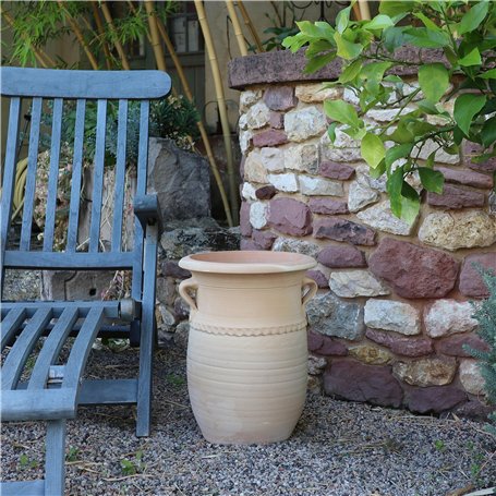 Kreta Keramik Céramique crète | amphore de Plante en Terre Cuite antigel Faite Main avec poignées 40 cm | jardinière décorative