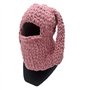 Mauqfra Cagoule exposée pour le visage - Bonnet tricoté avec oreilles de lapin - Bonnet tricoté moelleux pour l'hiver - Oreilles