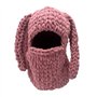 Mauqfra Cagoule exposée pour le visage - Bonnet tricoté avec oreilles de lapin - Bonnet tricoté moelleux pour l'hiver - Oreilles