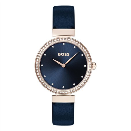 BOSS Montre Analogique à Quartz pour Femme Collection Celebration avec Bracelet en Cuir Bleu - 1502477