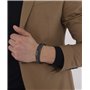 Lacoste Bracelet pour Homme Collection FUSION avec Cuir Noir et Acier Inoxydable Noir avec une Plaque Gravée - 2040318