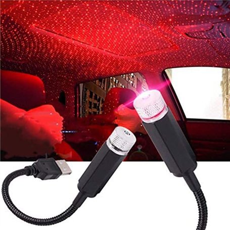 Romantique USB voiture Toit Étoile Starlight Lumières Projecteur Lampe d'ambiance de voiture intérieur Nuit Éclairage Portable L