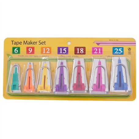 Biais en tissu multifonctionnel - 7 tailles - Kit de fabrication de ruban biais 6/9/12/15/18/21/25 mm - Accessoires de couture p