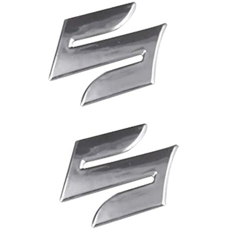 Moto Autocollant 2pcs / Set S Logo 3D Body Moto Coffre Décor Styling Stickers Autocollant for Suzuki (Color : Silver)