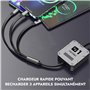 erots rf] Câble USB Rétractable 1.2m/30cm, 3-en-1 Multifonction Chargeur Rapide 3A/100W - Charge Rapide Simultanée pour Appareil