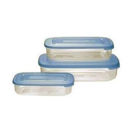 Tontarelli Frigobox Lot de 3 boîtes de rangement pour aliments rectangulaires avec couvercle océan