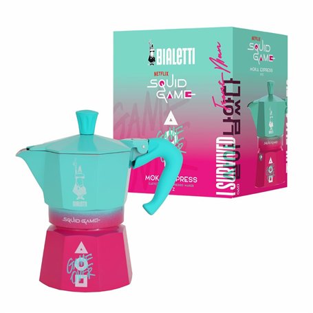 Cafetière Italienne Bialetti Bleu Rose Aluminium Thermoplastique 3 Tasses