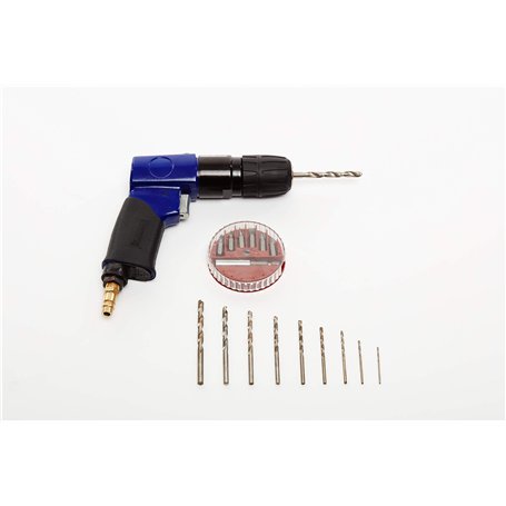 MICHELIN Coffret Perceuse Pneumatique - 10 Forets - 6 Embouts de Vissage - Mandrin Autoserrant - Flacon d'Huile - Consommation d