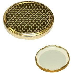 OPIROS Promo Capsules alvéolées pour bocaux miel en conserve couvercles dorés avec motif ruche pour bocaux en verre (diamètre 63 OPIROS Promo Capsules alvéolées pour bocaux miel en conserve couvercles dorés avec motif ruche pour bocaux en verre (diamètre 63