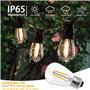 m MU 10M Guirlande Lumineuse Exterieure E27 10 Douilles 10 Metres, 10 Ampoules S14 LED 2W (= 15W), Noire Câble Extensible Jusqu'