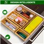 Avilia Lot de 5 organiseurs multifonctions en bambou - Différentes tailles - Diviseurs pour tiroirs cuisine, salle de bain ou bu