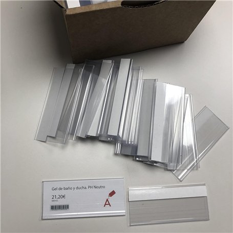 Lot de 100 porte-étiquettes autocollants transparents de 39 mm et 100 mm de long – Étiquettes de prix pour étagère