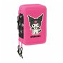 Pochette à crayons triple Kuromi Noir Fuchsia 12
