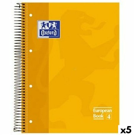 Cahier Oxford Classic Jaune A4 80 Volets (5 Unités)