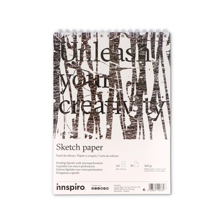 INNSPIRO Bloc papier croquis A4 30 pages 160g.