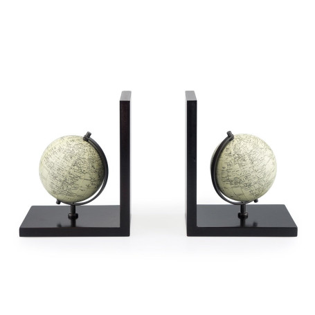 Balvi Serre-Livres Mappamondo avec 2 Globes terrestres Bois