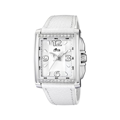 Lotus Montre pour Femme 15996/1 Special Prices Boîtier en Acier Inoxydable Gris Bracelet en Cuir Blanc