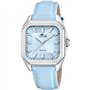Montre Lotus pour Femme 18968/4 Square Series Boîtier en Acier Inoxydable Gris Bracelet en Cuir Bleu