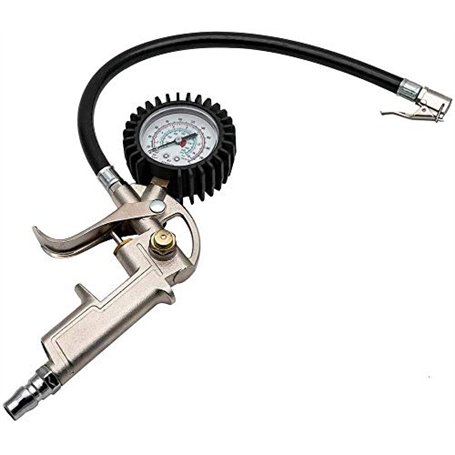 Manomètre de pression pour pneus SANWAN - Vérificateur de pression de pneu avec cadran lumineux facile à lire - Tuyau en caoutch