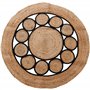 WELL HOME MOBILIARIO & DECORACIÓN Tapis Rond tressé en Jute et Coton - 90 cm - Noir et Naturel