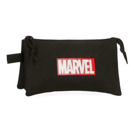 Disney Marvel Red Logo Trousse Triple Noire 22 x 12 x 5 cm Polyester 1