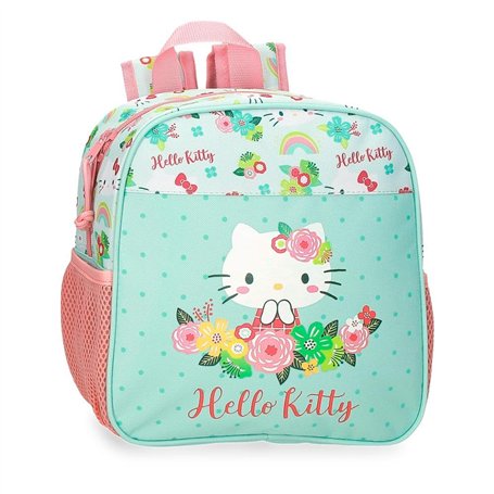 Hello Kitty Floral Kitty Sac à dos préscolaire adaptable à chariot vert 23 x 25 x 10 cm Polyester
