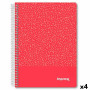 Cahier Imprex Rouge A5 80 Volets (4 Unités)