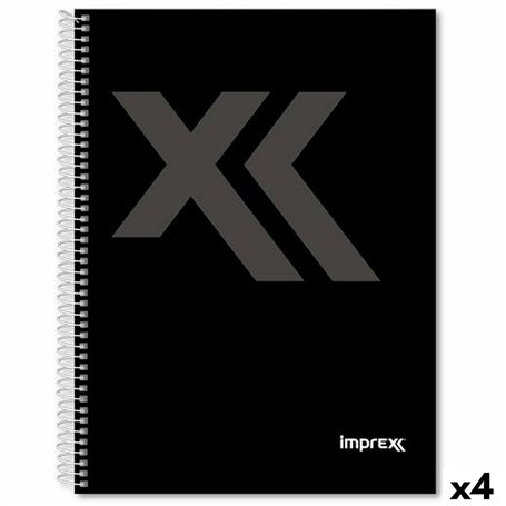 Cahier Imprex Noir Din A4 80 Volets (4 Unités)