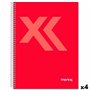 Cahier Imprex Rouge Din A4 80 Volets (4 Unités)