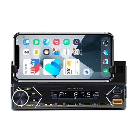 Belson Autoradio BS-2504 avec support pour smartphone jusqu'à 8" Radio FM Puissance de sortie maximale 4 x 45 W Double USB Charg