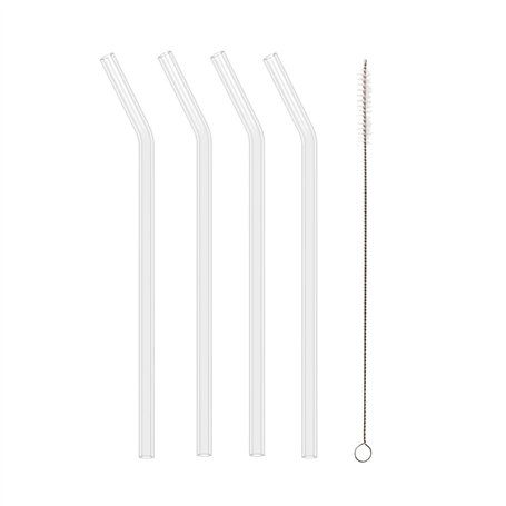 Koala Spain 62610007 Lot de 4 pailles réutilisables en verre avec 1 brosse nettoyante