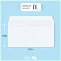 RAYLU PAPER - Lot de 500 enveloppes blanches en papier avec fermeture auto-adhésive pour envoi de documents et lettres, facile à