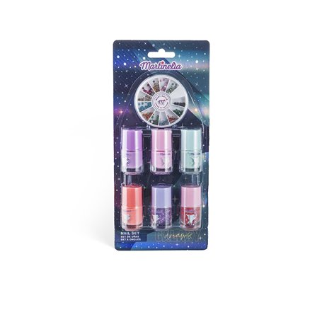 Martinelia Mini Set Manucure Enfant Galaxy - Coffret de 6 Vernis à Ongles Enfant & Différentes Paillettes - Mini Vernis à l'Eau
