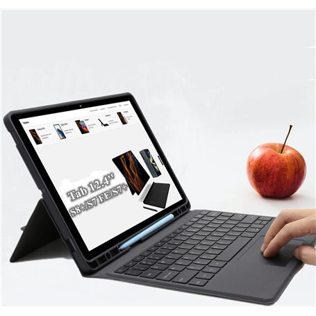 ROOFEI Étui avec clavier pour Samsung Galaxy Tab S7 FE/S8+/S7+ 12