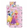 Parure de Lit Princesses Disney 3 Pièces 100% Coton - Housse de Couette 140x200 cm + Taie d'oreiller 65x65 cm + Drap-Housse