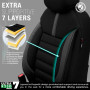 otoM Housse de sièges universel en textile/cuir 'Limited' Noir + Surpiqûres gris - 11-pièces - adapté aux Side-Airbags