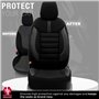 otoM Housse de sièges universel en textile/cuir 'Limited' Noir + Surpiqûres gris - 11-pièces - adapté aux Side-Airbags