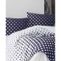 Parure de lit - 1 housse de couette 220 x 240 cm + 2 taies d'oreiller 60 x 60 cm - 100% coton renforcé - Bleu