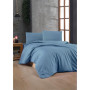 Parure de lit - 1 housse de couette 220 x 240 cm + 2 taies d'oreiller 60 x 60 cm - 100% coton renforcé - Bleu