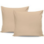 Parure de lit - 1 housse de couette 220 x 240 cm + 2 taies d'oreiller 60 x 60 cm - Satiné 100% coton - Beige