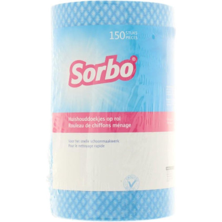 Sorbo Lingettes Ménage sur Rouleau – Lot de 150 – 20x40 cm – Utilisation Sèche ou Humide – Haute Absorption – Idéales avec Produ