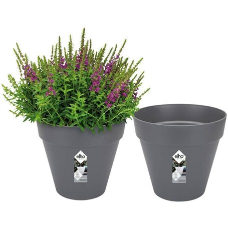 ELHO Lot de 2 pots de fleur rond Loft Urban - 19 L  - Ø 28.5 x H 26 cm - Noir