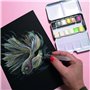Florence Papier Aquarelle Lisse - A6 - Noir - 20 feuilles - 300 g/m² - Sketchbook pour le Dessin, la Calligraphie et la Peinture