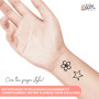 Tatouage temporaire Set S - Étoile et Fleur - pour Enfants et Adultes Contenu: Tampon encreur, Encre Tatouage Noir, strass autoc