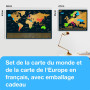 envami® Carte du Monde a Gratter - en Français - Plus Carte Européenne - 68 X 43 CM - Dorée - Planisphere Monde - Map Carte Mond