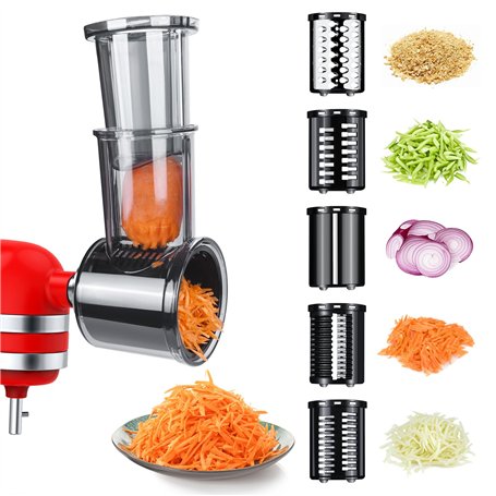 Attachement Trancheuse et Râpe à Déchiqueteuse pour KitchenAid Batteur sur Socle - Râpe à Fromage
