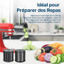 Attachement Trancheuse et Râpe à Déchiqueteuse pour KitchenAid Batteur sur Socle - Râpe à Fromage, Hachoir à Légumes, Fruits/Cou