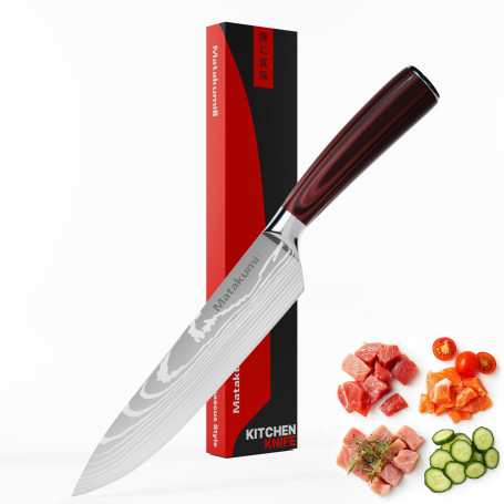 Matakumi Couteau de Chef avec Lame de 20 cm - Couteau Cuisine Multifonctionnel